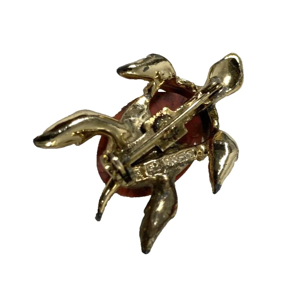 Lot of 2 Gerry Pin Brooches Womens Green‎ Eyed Turtle & Poodle Vintage Jewelry